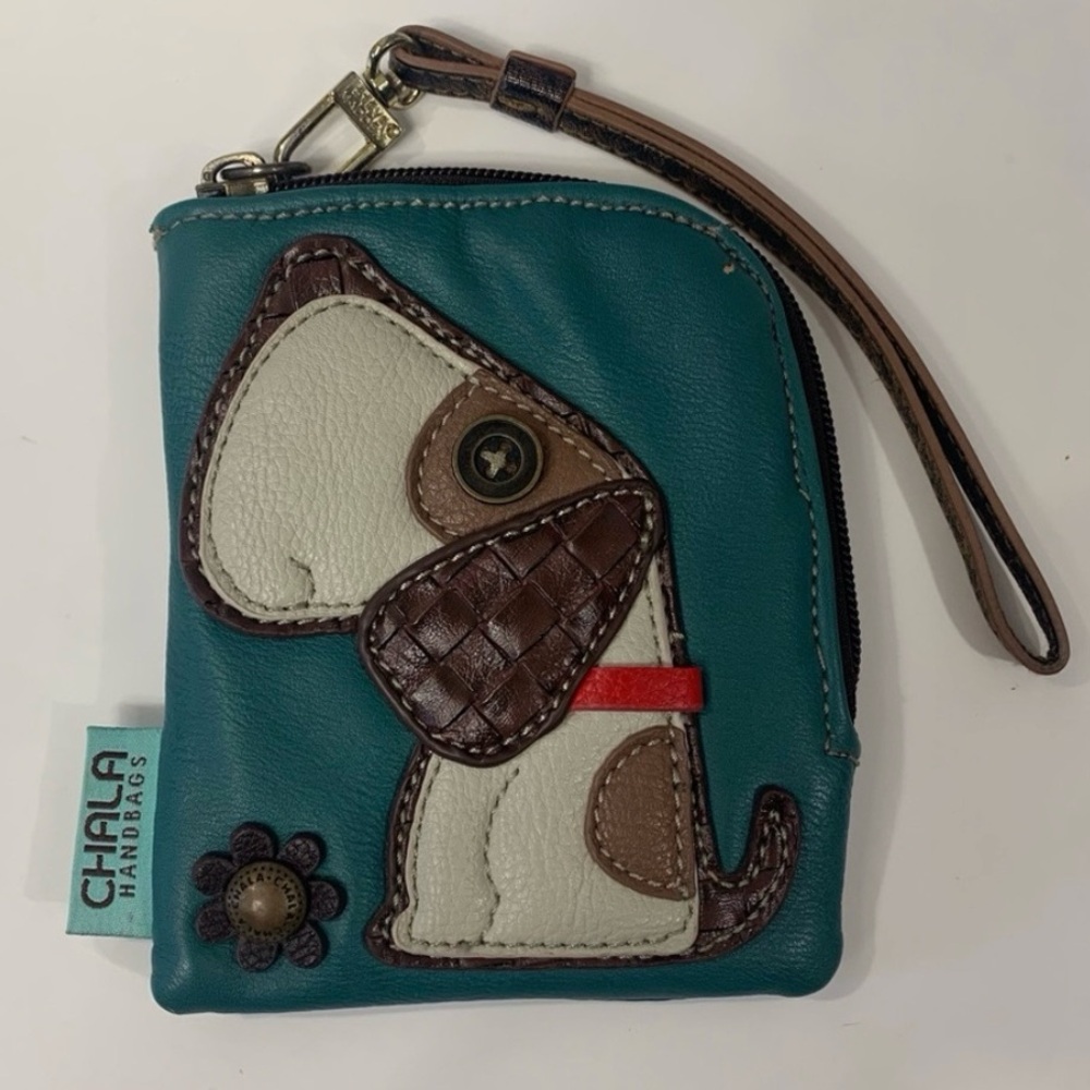 CHALA Coin Purse 5”Tall Wristlet Hound Dog PU Leather
